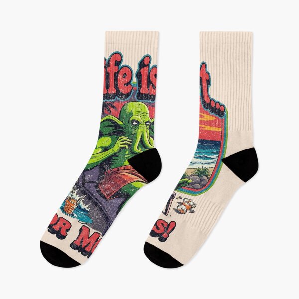 Item preview, Life is Short for Mortals: Retro Cthulhu Beach Relaxing designed and sold by Vintagenaut Co..