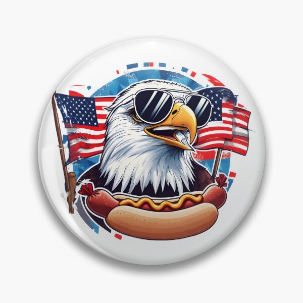 Item preview, eagly Funny Cartoon Eagle with hot dog and usa flag designed and sold by Uglyandcute.