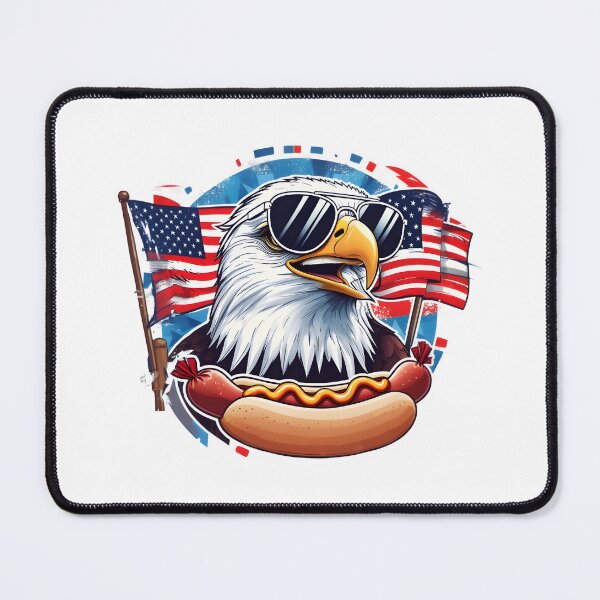 Item preview, eagly Funny Cartoon Eagle with hot dog and usa flag designed and sold by Uglyandcute.