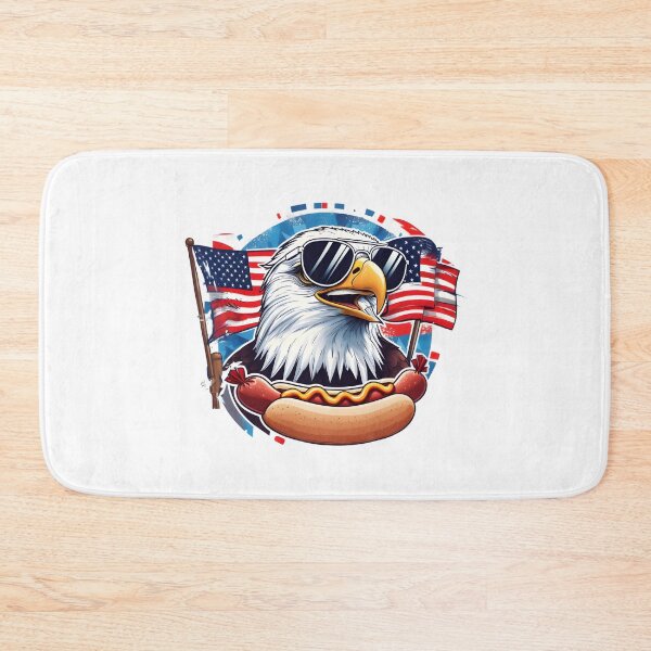 Item preview, eagly Funny Cartoon Eagle with hot dog and usa flag designed and sold by Uglyandcute.