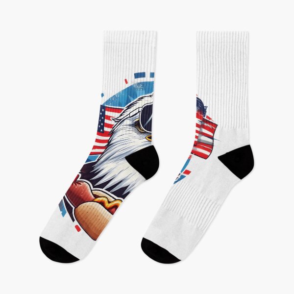 Item preview, eagly Funny Cartoon Eagle with hot dog and usa flag designed and sold by Uglyandcute.