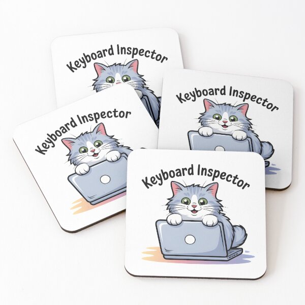 Item preview, Keyboard Inspector Cat designed and sold by Subtext Design.