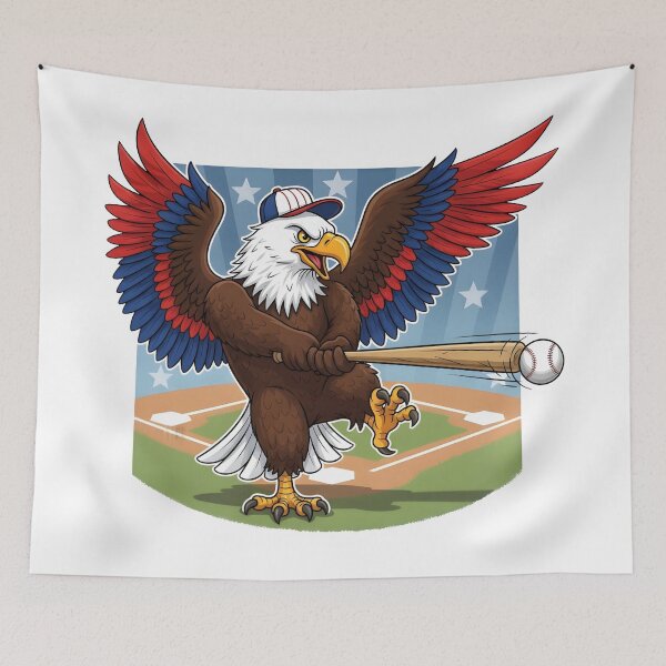 Item preview, eagly Funny Bald Eagle Playing Baseball – Original Cartoon Design designed and sold by Uglyandcute.