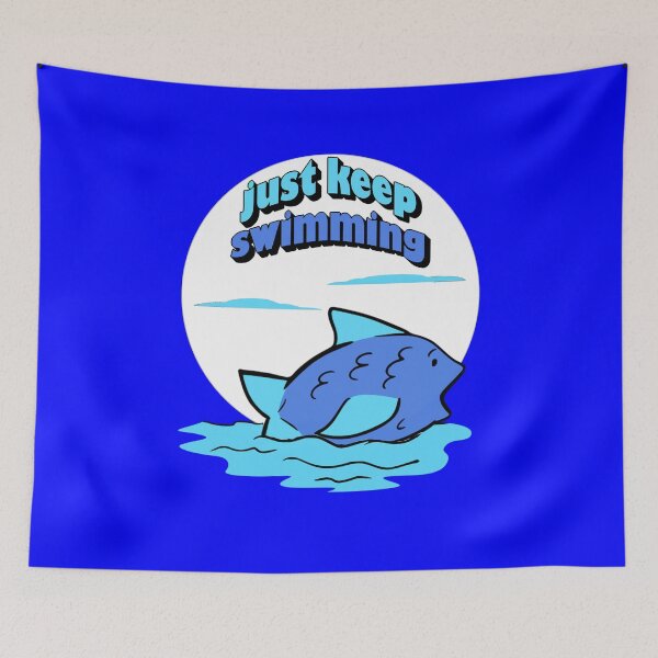 Item preview, Just Keep Swimming Motivational Ocean-Inspired Art designed and sold by ArtsyExplorer.