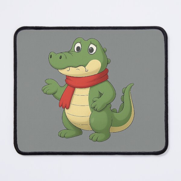 Item preview, Cute Green Crocodile Wearing Red Scarf Cartoon Illustration designed and sold by E-SarnEdge.
