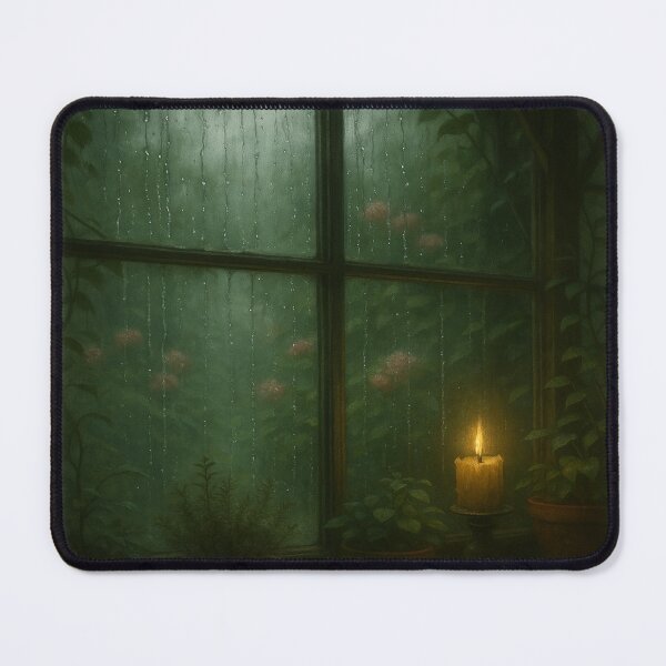 Item preview, Rain on the Greenhouse Glass • Overgrown Herbs & Candlelight Fantasy Window Art designed and sold by fairmaiden7.