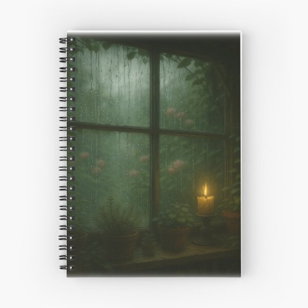 Item preview, Rain on the Greenhouse Glass • Overgrown Herbs & Candlelight Fantasy Window Art designed and sold by fairmaiden7.
