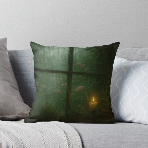 Item preview, Rain on the Greenhouse Glass • Overgrown Herbs & Candlelight Fantasy Window Art designed and sold by fairmaiden7.