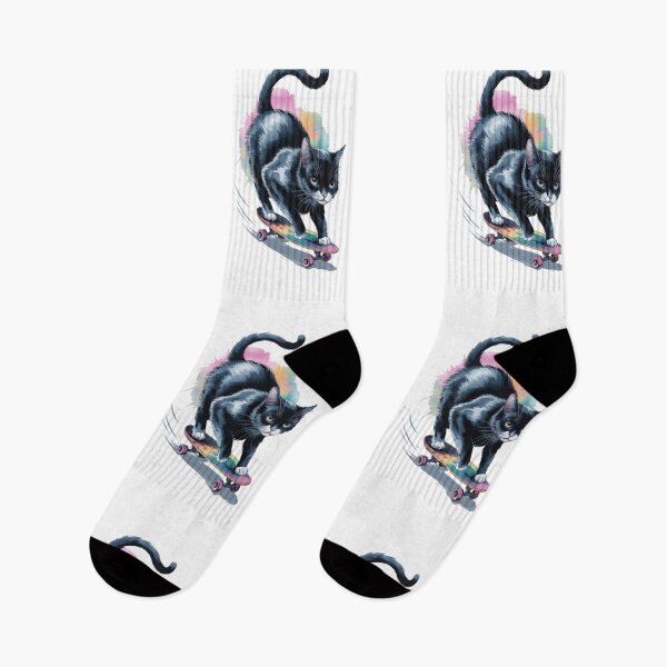 Item preview, Watercolor Skateboard Black Cat designed and sold by JediKittenWars.