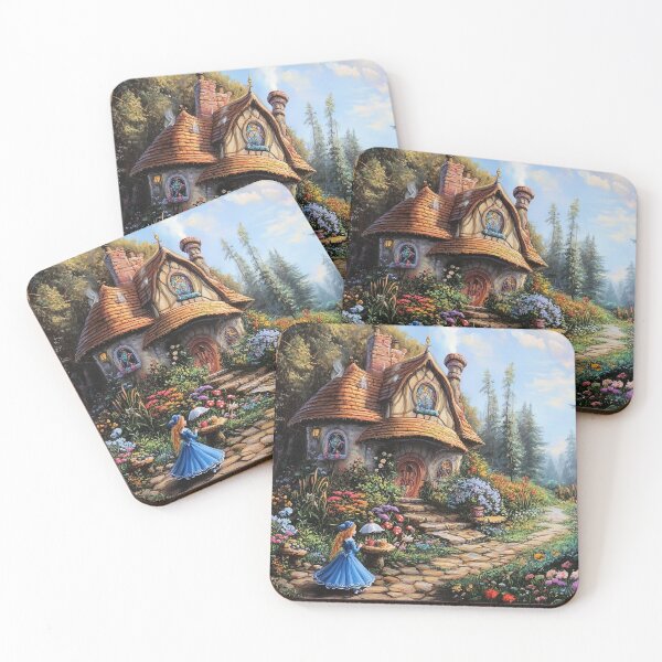 Item preview, Young Girl Outside a Magical Cottage – Whimsical Fantasy Illustration designed and sold by baggycatsworld.