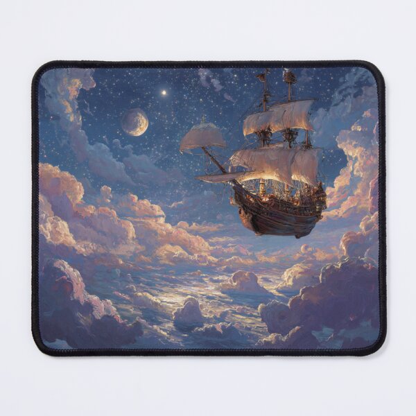 Item preview, Sailing Ship Flying Through the Clouds – Fantasy Sky Adventure Art designed and sold by baggycatsworld.