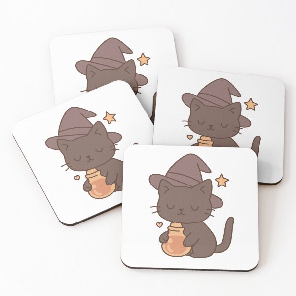 Item preview, black cat witch with potion designed and sold by AShyRacoon.