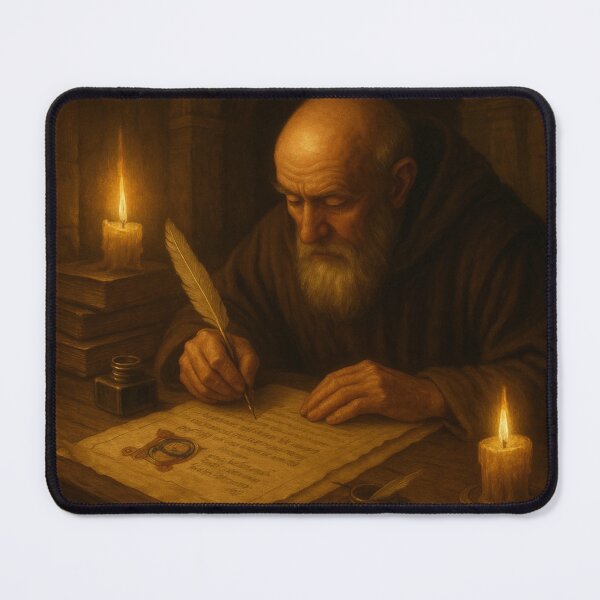 Item preview, The Illuminated Scribe – Monk Writing by Candlelight designed and sold by fairmaiden7.