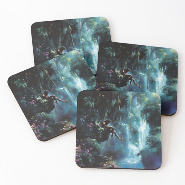 Item preview, Jungle Man Sitting on a Rock in the Jungle – Wild Nature Illustration designed and sold by baggycatsworld.