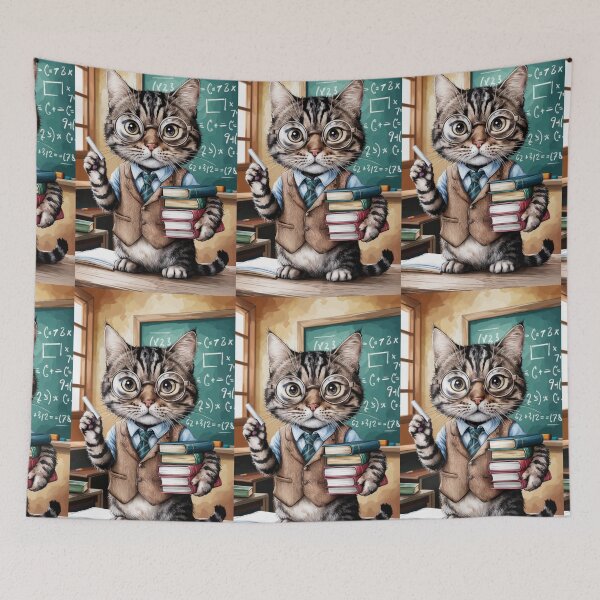 Item preview, Cat Teacher Chalkboard Professor Classroom Kitten Glasses designed and sold by JediKittenWars.