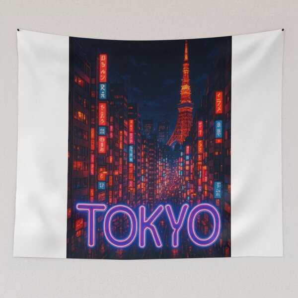 Item preview, Tokyo City Night Tower Above Neon Streets of Shibuya, Japan designed and sold by Places On Earth.
