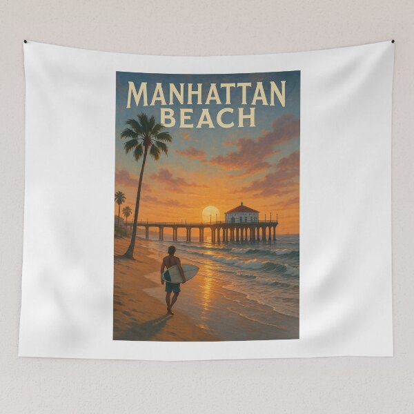 Item preview, Manhattan Beach Sunset Walk with Surfboard designed and sold by Aryabek.