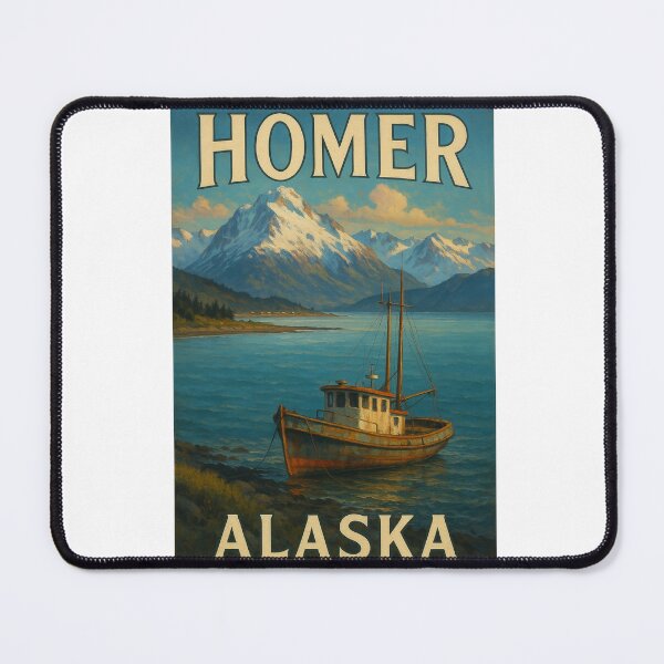 Item preview, Homer Alaska Rustic Fishing Boat and Mountain View designed and sold by Aryabek.