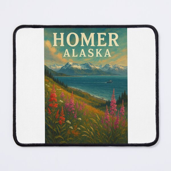 Item preview, Homer Alaska Wildflowers and Kachemak Bay Mountains designed and sold by Aryabek.