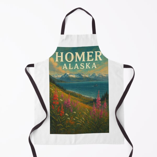 Item preview, Homer Alaska Wildflowers and Kachemak Bay Mountains designed and sold by Aryabek.
