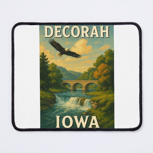 Item preview, Decorah Iowa Eagle Over Waterfall and Stone Bridge designed and sold by Aryabek.