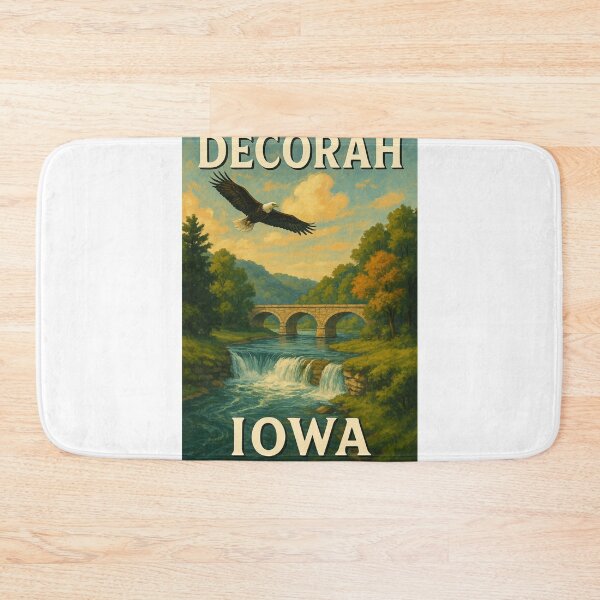 Item preview, Decorah Iowa Eagle Over Waterfall and Stone Bridge designed and sold by Aryabek.