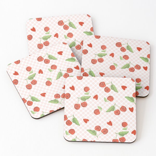 Item preview, Cute cherries with hearts and polka dots tossed pattern designed and sold by RRuffieuxStudio.