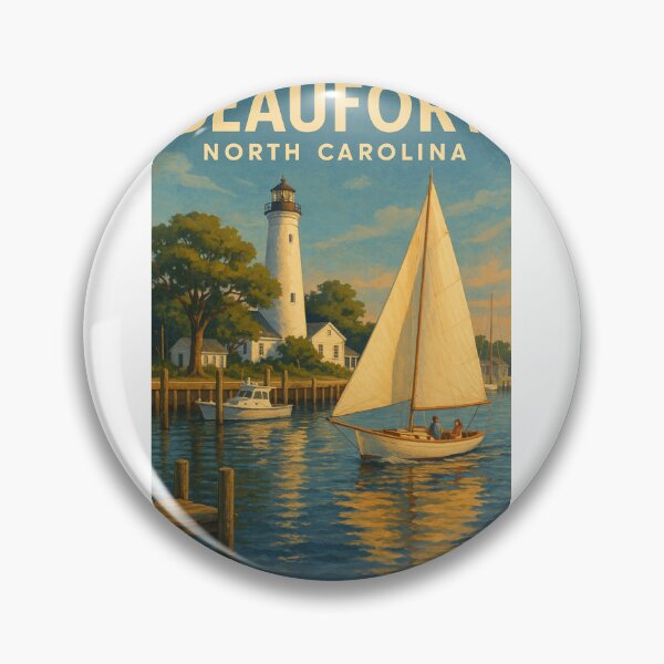 Item preview, Beaufort North Carolina Waterfront Sailboat and Harbor Scene designed and sold by Aryabek.