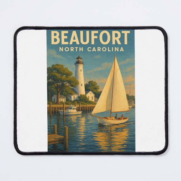 Item preview, Beaufort North Carolina Waterfront Sailboat and Harbor Scene designed and sold by Aryabek.