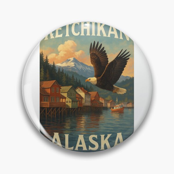 Item preview, Ketchikan Alaska Bald Eagle and Waterfront Scene designed and sold by Aryabek.