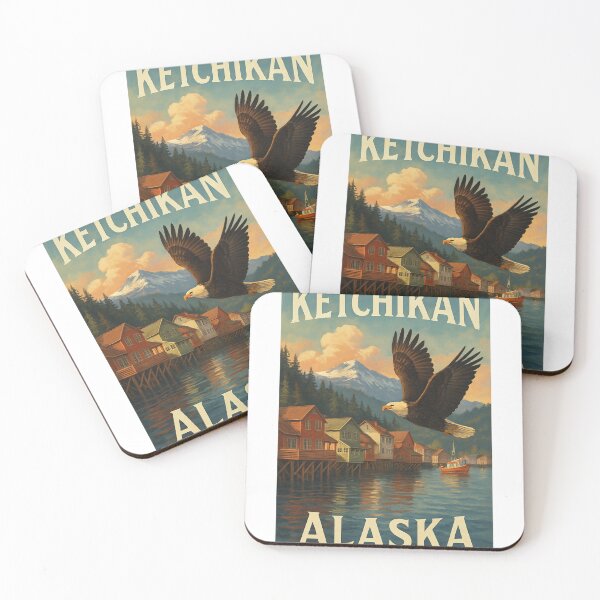 Item preview, Ketchikan Alaska Bald Eagle and Waterfront Scene designed and sold by Aryabek.