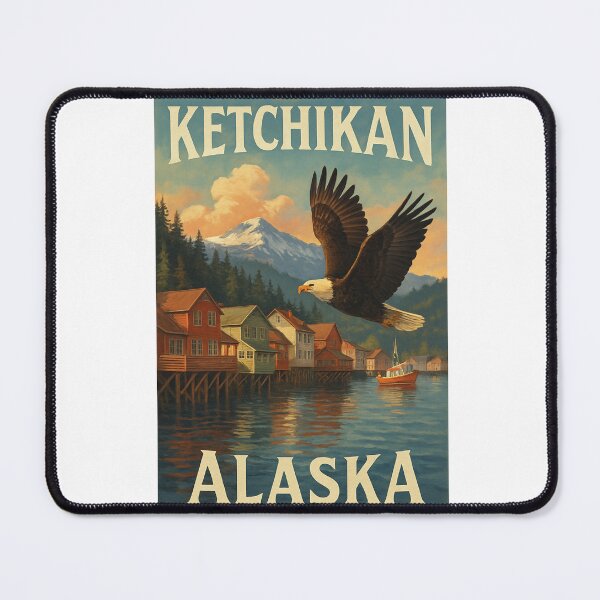 Item preview, Ketchikan Alaska Bald Eagle and Waterfront Scene designed and sold by Aryabek.