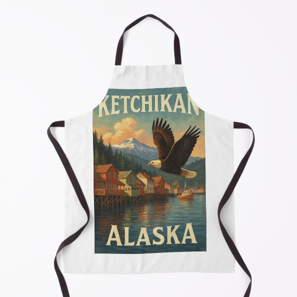 Item preview, Ketchikan Alaska Bald Eagle and Waterfront Scene designed and sold by Aryabek.