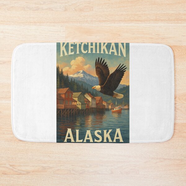 Item preview, Ketchikan Alaska Bald Eagle and Waterfront Scene designed and sold by Aryabek.