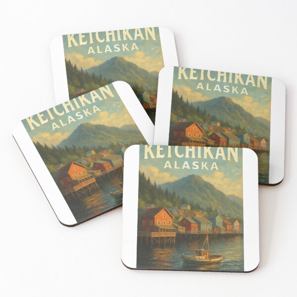 Item preview, Ketchikan Alaska Waterfront Cabins and Mountain Sunset designed and sold by Aryabek.