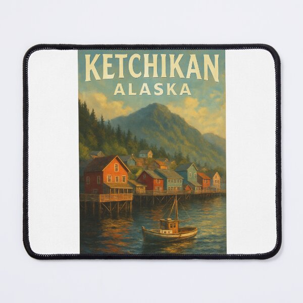 Item preview, Ketchikan Alaska Waterfront Cabins and Mountain Sunset designed and sold by Aryabek.