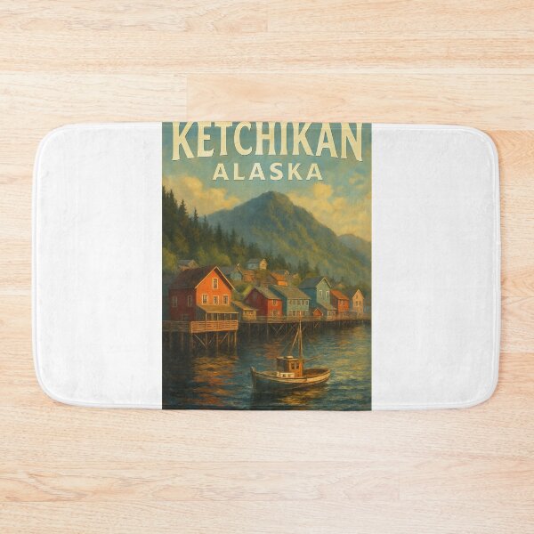 Item preview, Ketchikan Alaska Waterfront Cabins and Mountain Sunset designed and sold by Aryabek.