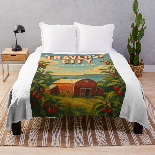 Item preview, Traverse City Michigan Cherry Orchard and Barn View designed and sold by Aryabek.