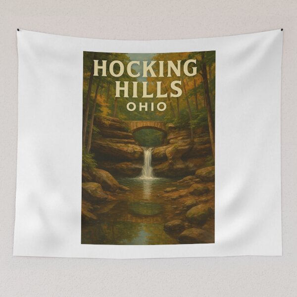 Item preview, Hocking Hills Ohio Waterfall and Stone Bridge Scene designed and sold by Aryabek.