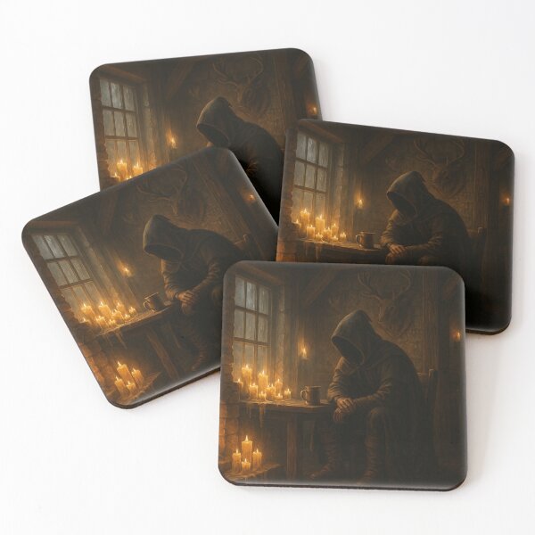 Item preview, Cloaked Wanderer in the Emberlight Tavern – Fantasy Mystery Scene designed and sold by fairmaiden7.