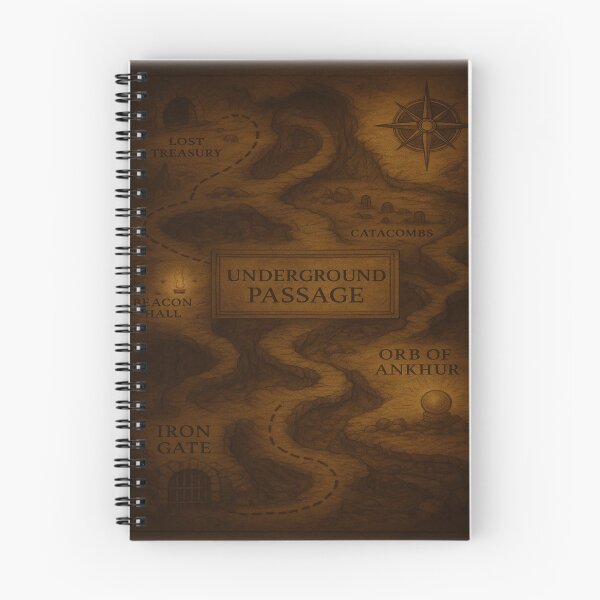 Item preview, Underground Passage Sketchbook – Map of Hidden Crypts & Forgotten Tunnels designed and sold by fairmaiden7.