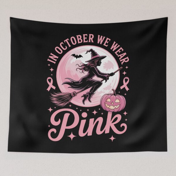 Item preview, Witch broomstick breast cancer support halloween designed and sold by savrmiller.
