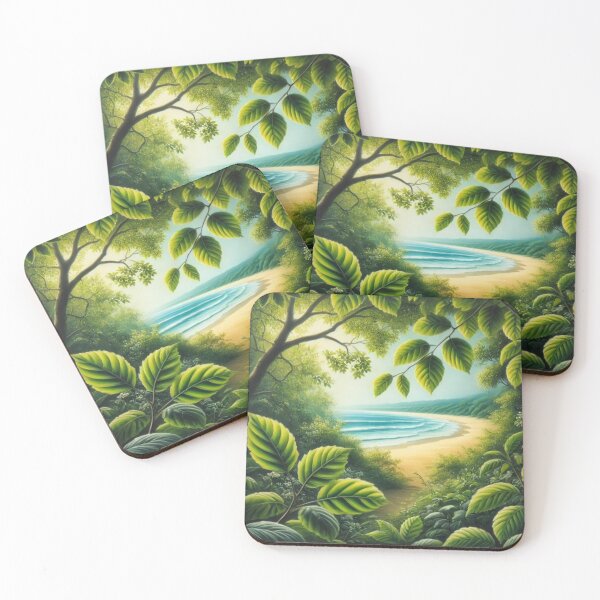 Item preview, Forest Overlooking the Sea – Coastal Nature Landscape Art designed and sold by  RoseCraft Atelier.