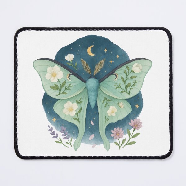 Item preview, Floral Luna Moth – Celestial Night Sky with Blossoms designed and sold by Zee's Whimsical Wonders.
