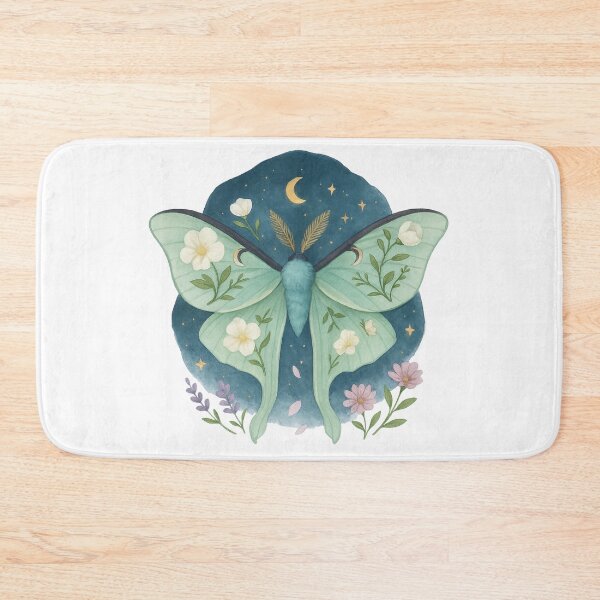 Item preview, Floral Luna Moth – Celestial Night Sky with Blossoms designed and sold by Zee's Whimsical Wonders.