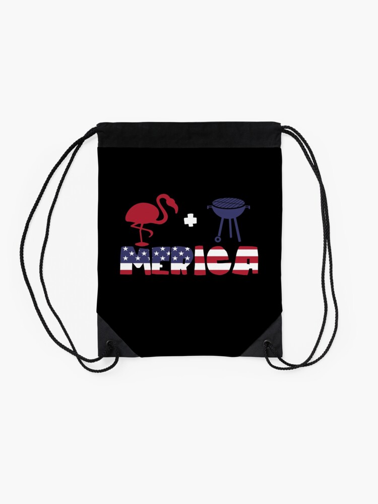 Vista alternativa de Mochila saco Funny Flamingo plus Barbeque Merica American Flag