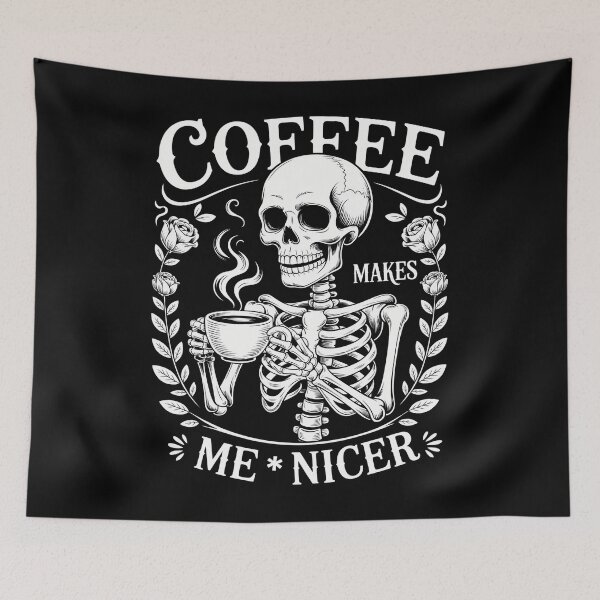 Item preview, funny skeleton coffee sarcasm humor drink women men latte designed and sold by aidenpier.