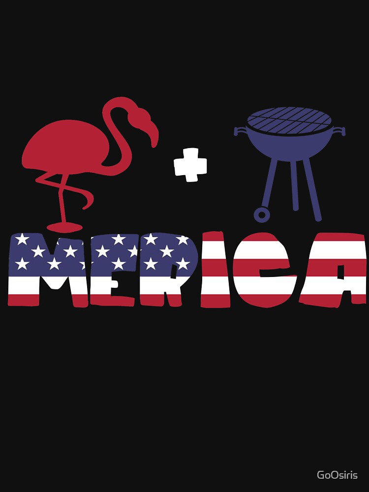 Funny Flamingo plus Barbeque Merica American Flag de GoOsiris