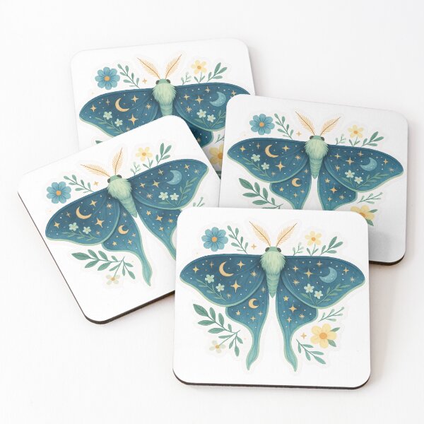 Item preview, Celestial Floral Moth – Moonlit Wings with Stars and Flowers designed and sold by Zee's Whimsical Wonders.