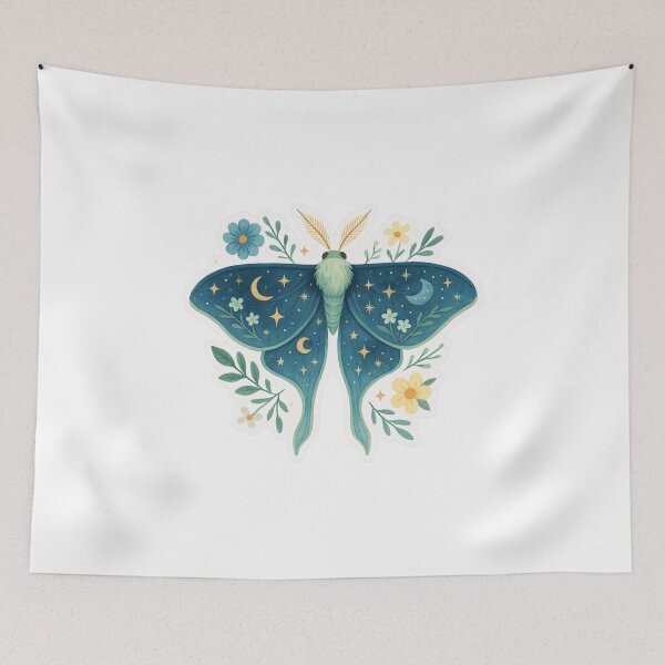 Item preview, Celestial Floral Moth – Moonlit Wings with Stars and Flowers designed and sold by Zee's Whimsical Wonders.